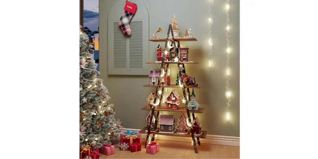 Christmas Village on a Bookshelf or Bookcase